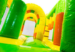 Order Multiplay air cushion with slide in Jungle theme for your children. Buy inflatable air cushions online now at JB Inflatables America