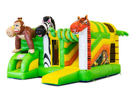 Buy inflatable Multiplay air cushion with slide in Jungle theme for children. Order inflatable air cushions online at JB Inflatables America