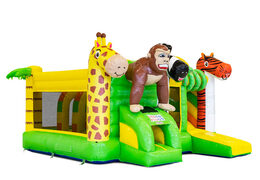 Buy an inflatable Multiplay bouncy castle with slide in the Jungle theme for children. Order inflatable bouncy castles online at JB Inflatables America