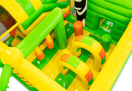 Buy Multiplay bouncy castle with slide in Jungle theme for your children. Order inflatable air cushions online now at JB Inflatables America