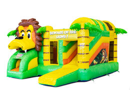 Buy inflatable Multiplay air cushion with slide in the Lion theme for children. Order inflatable air cushions online at JB Inflatables America