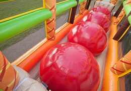 obstacle balls on assault course of 46.5 meters long