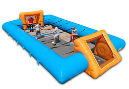 Order blue orange inflatable table football with unique boarding sliding system for children. Buy inflatable table football now online at JB Inflatables Netherlands