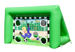 Inflatable football goal in green color with loopholes for more challenge order online
