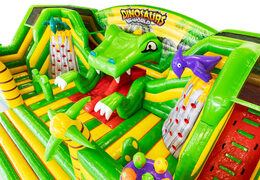 Front of Slideworld dino bounce house