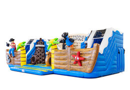 Side of Slideworld pirate with sea creatures and parrot