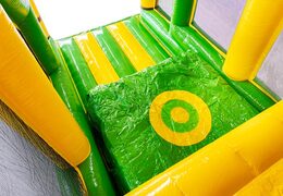 Green inflatable jumping cushion modular obstacle course