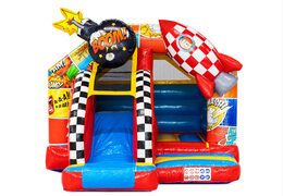 Cartoon characters theme on slide combo for sliding and jumping on bouncy castle