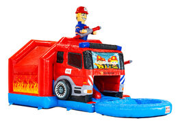 Buy the Fire Brigade-themed double-slide inflatable castle Slide Combo at JB