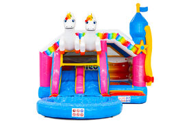 Double Slide Combo Inflatable Castle with Unicorn Theme\