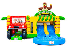 Buy Multiplay Dubbelslide Inflatable Castle in safari gorilla theme at JB