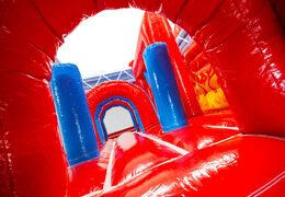 Inside of inflatable castle Dubbelslide Multiplay blue red yellow