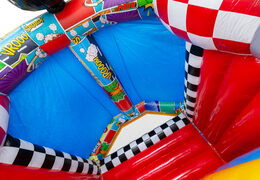 Comic strips depicted on inflatable game - A-frame bouncy castle available at JB Inflatables