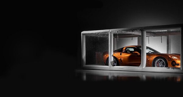 Car capsule banner with car in capsule