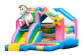 Opblaasbaar overdekt springkussen met glijbaan in thema unicorn kopen voor kinderen