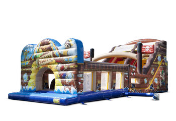 Get your extra wide Pirates world slide with 3D obstacles for kids. Buy inflatable slides now online at JB Inflatables America