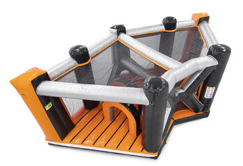 Mega inflatable 40-piece giga modular Gate Corner assault course for children. Order inflatable obstacle courses online now at JB Inflatables America