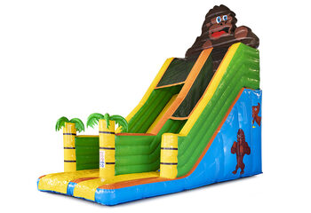 Buy Gorilla Slide Super with the cheerful colors, 3D objects and nice print on the side walls. Order inflatable slides now online at JB Inflatables America