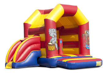 Midi inflatable multifun bounce house in circus theme to buy for kids. Buy bounce houses online at JB Inflatables America