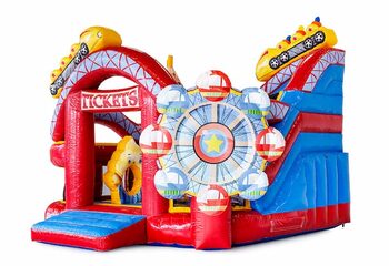Buy large inflatable open multiplay bouncy castle with slide in theme roller coaster rollercoaster for children. Order bouncy castles online at JB Inflatables America 