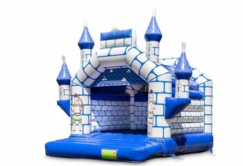 Buy standard blue castle bouncy castles with a knight theme for kids. Order bouncy castles online at JB Inflatables America