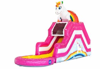 Buy covered inflatable water slide multiplay bounce house in theme unicorn for children at JB Inflatables America. Buy bounce houses online at JB Inflatables America