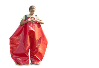 Buy red sponge pants for both old and young. Order inflatable items online at JB Inflatables America