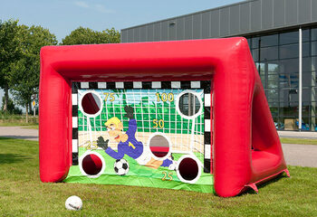 Order inflatable red football goal in the size of a futsal goal for young and old. Buy inflatable football goal now online at JB Inflatables Netherlands