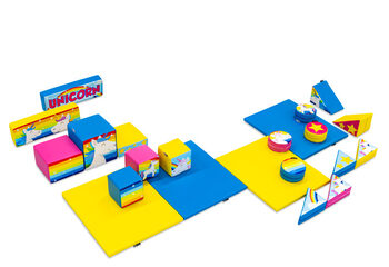 Large Softplay set in Unicorn theme with colorful blocks to play with