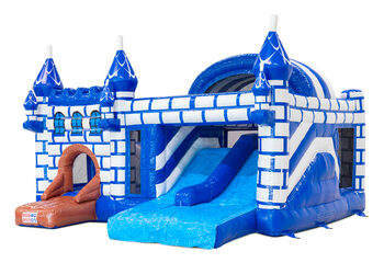 Buy Multiplay bouncy castle online with brick print and slide