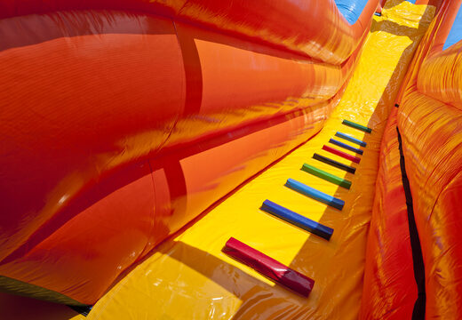 Beach themed inflatable slide with a splash pool, impressive 3D object, fresh colors and the 3D obstacles for kids. Order inflatable slides now online at JB Inflatables America