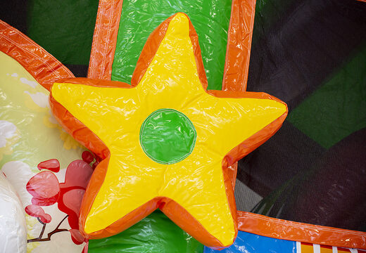 Medium inflatable multiplay bouncer in unicorn theme for children. Order inflatable bouncers online at JB Inflatables America