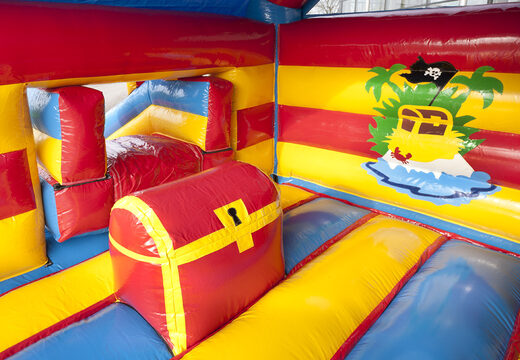 Order an inflatable multifun bounce house for kids with a roof and a 3D pirate object at JB Inflatables America. Buy inflatable bounce houses online at JB Inflatables America