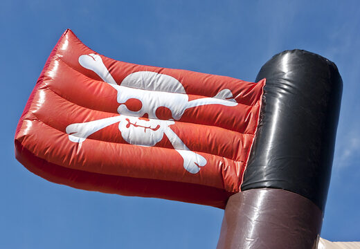 Buy a unique extra wide inflatable slide in the Pirates world theme with 3D obstacles for children. Order inflatable slides now online at JB Inflatables America