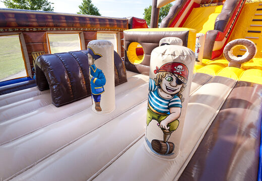 Get your big inflatable Pirate world slide with 3D obstacles for kids. Order inflatable slides now online at JB Inflatables America