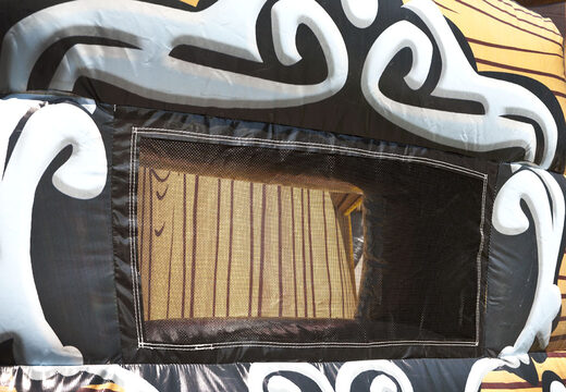 Inflatable pirate ship slide in a striking shape with cool 3D objects and full color prints for children. Buy inflatable slides now online at JB Inflatables America