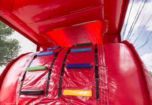 Buy an inflatable 8 meter obstacle course with 3D fire-themed objects for kids. Order inflatable obstacle courses now online at JB Inflatables America