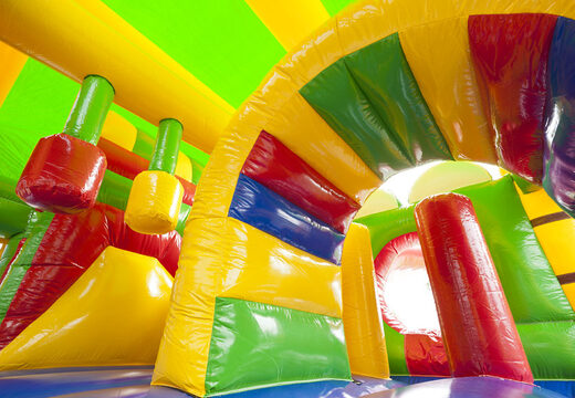 Medium inflatable multiplay bouncer with slide in crocodile theme for children. Order inflatable bouncers online at JB Inflatables America