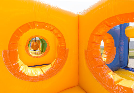 Order a large double 27 meter obstacle course in cheerful colors for kids. Buy inflatable obstacle courses at JB Inflatables America