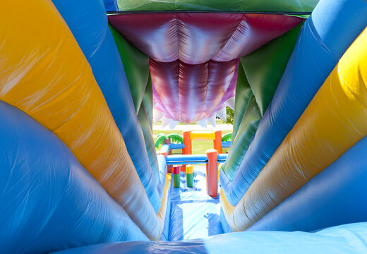 Inflatable multifunctional slide in crocodile theme with a splash pool, impressive 3D object, fresh colors and the 3D obstacles for kids. Buy inflatable slides now online at JB Inflatables America