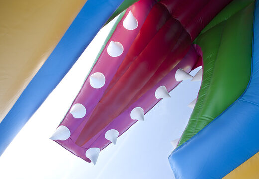 Order an inflatable multifunctional slide with a crocodile theme with a splash pool, impressive 3D object, fresh colors and the 3D obstacles for kids. Buy inflatable slides now online at JB Inflatables America