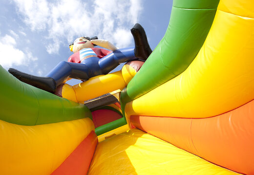 Impressive inflatable pirate themed slide with a splash pool for kids. Buy inflatable slides now online at JB Inflatables America