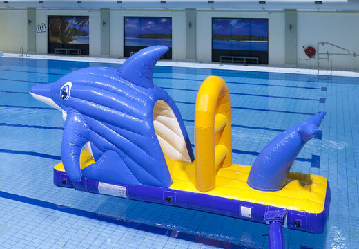 Buy an inflatable airtight swimming pool slide in a dolphin theme for both young and old. Order inflatable pool games now online at JB Inflatables America