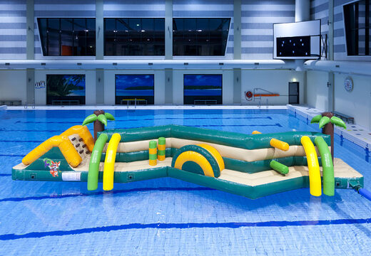 Buy unique double Zig Zag inflatable obstacle course in jungle theme for both young and old. Order inflatable pool games now online at JB Inflatables America