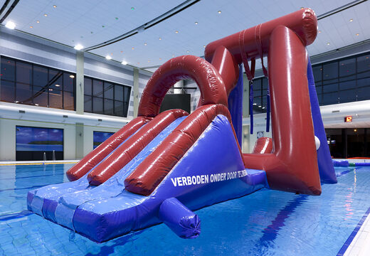 Get airtight double inflatable Water obstacle run obstacle course with two climbing walls, a balancing object, a pendulum tower and a slide for both young and old. Order inflatable obstacle courses online now at JB Inflatables America