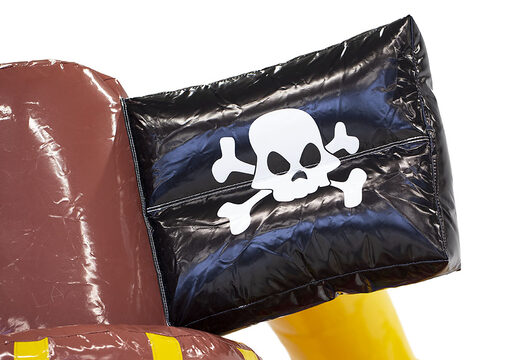 Buy inflatable 9 meter obstacle course with pirate boat themed 3D objects for kids. Order inflatable obstacle courses now online at JB Inflatables America