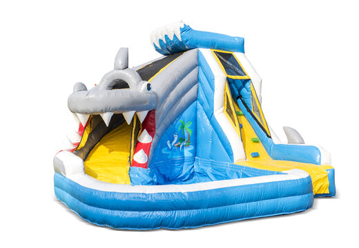 Order splashy shark bouncy castle with bath at JB Inflatables America. Buy inflatable bouncy castles online at JB Inflatables America 