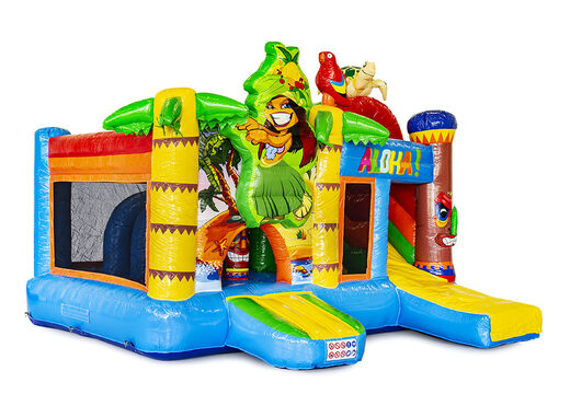 Order medium inflatable tropical bouncy castle with slide for children. Buy inflatable bouncy castles online at JB Inflatables America