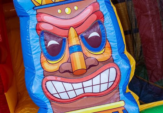 Buy inflatable boss slidebox bounce house in Hawaii theme with a slide for children. Order inflatable bounce houses online at JB Inflatables America 