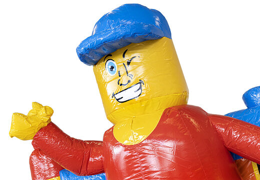 Mini inflatable superblocks-themed bounce house with slide for sale at JB Inflatables. Buy inflatable bounce houses for kids at JB Inflatables America